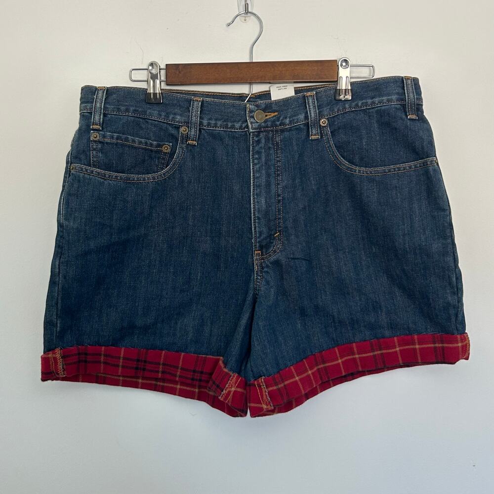 Eddie Bauer Plaid Lined Denim Shorts, Mens, Sz 36x32